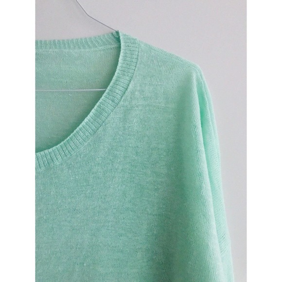 Madewell | Studio Linen Sweater Womens L Blue Pullover Long Sleeves Crewneck - Picture 8 of 10